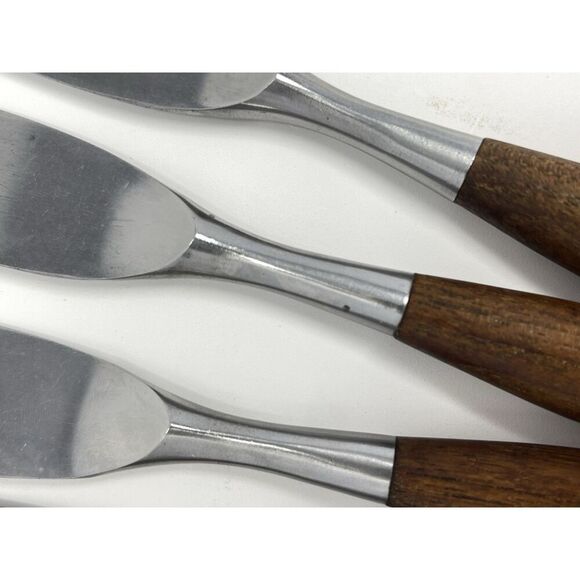 Dansk FJORD Dinner Knives Teak Handle Stainless Steel Germany 8 3/8” Set Of 4 - Picture 4 of 8